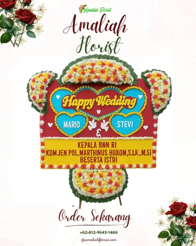 Karangan Papan Bunga Pernikahan di Katung